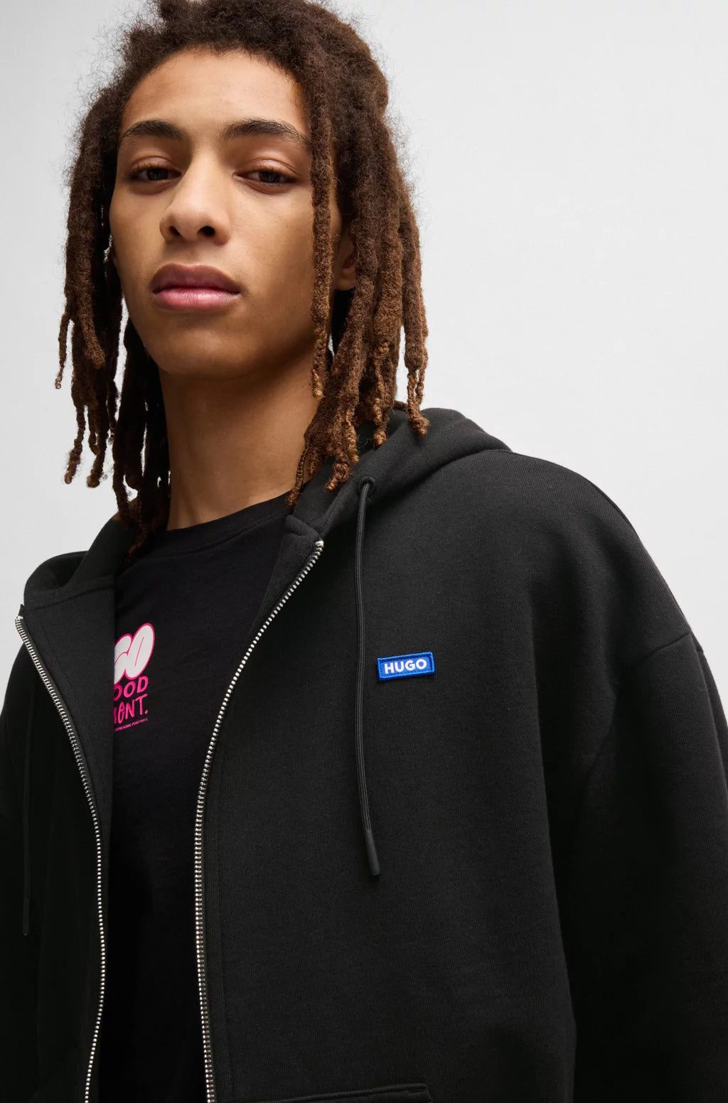 HUGO ALL-GENDER RELAXED-FIT HOODIE IN COTTON TERRY