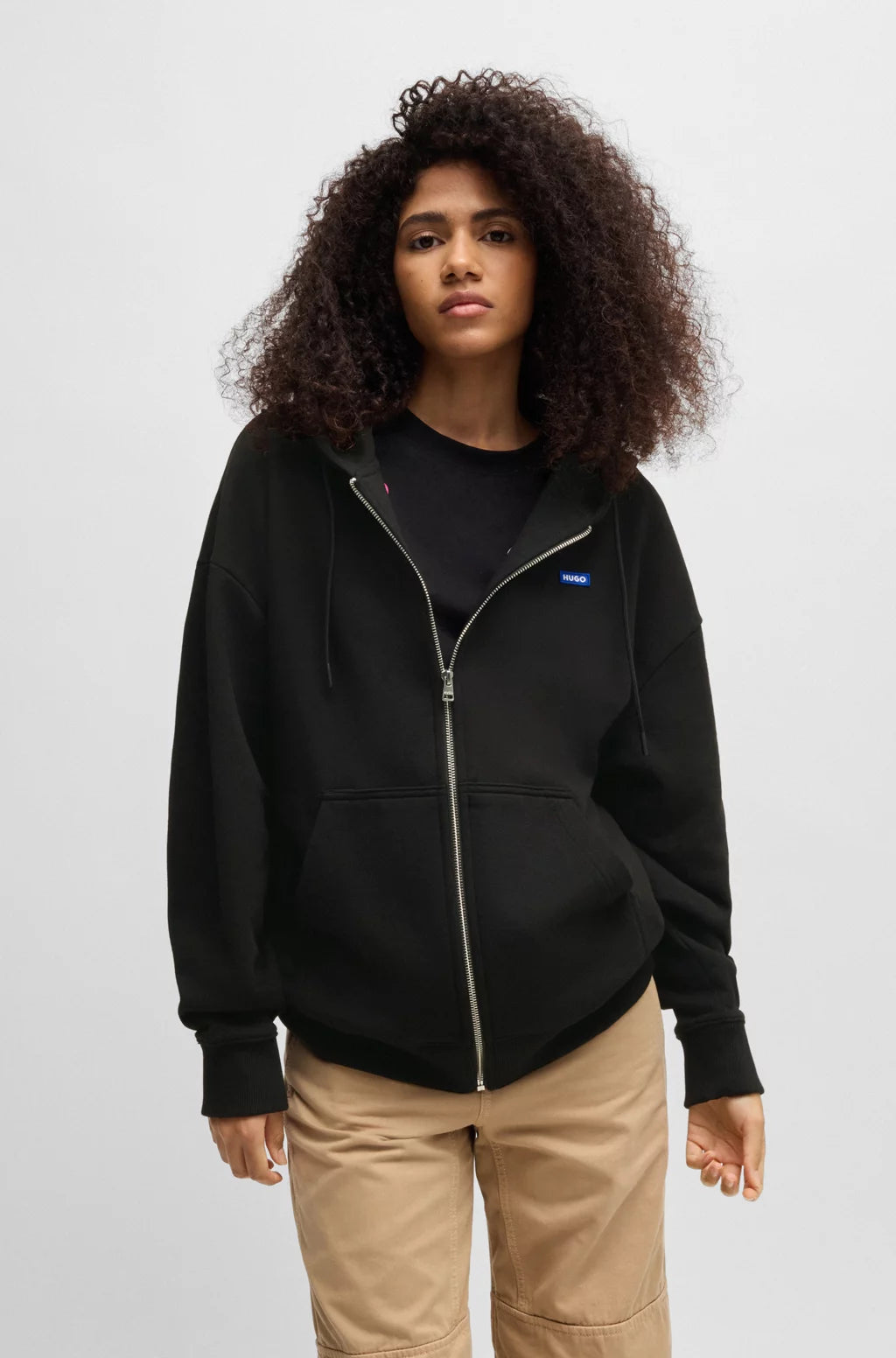 HUGO ALL-GENDER RELAXED-FIT HOODIE IN COTTON TERRY