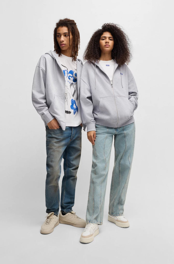 HUGO ALL-GENDER RELAXED-FIT HOODIE IN COTTON TERRY