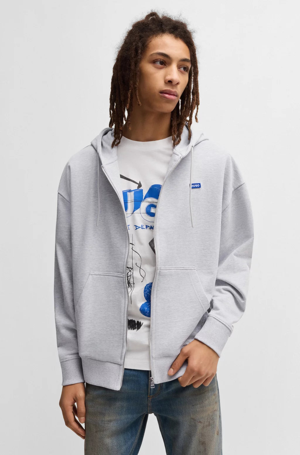 HUGO ALL-GENDER RELAXED-FIT HOODIE IN COTTON TERRY