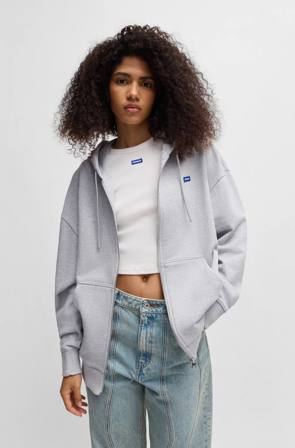 HUGO ALL-GENDER RELAXED-FIT HOODIE IN COTTON TERRY