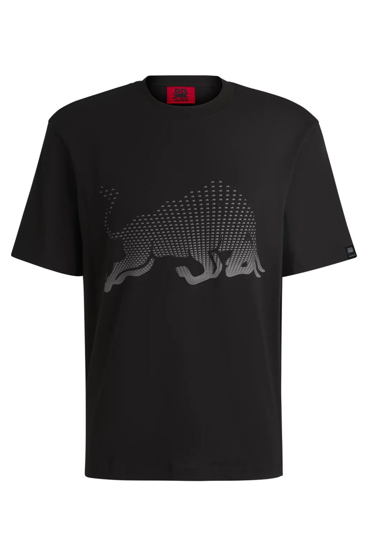 HUGO X RB COTTON-JERSEY T-SHIRT WITH DEGRADÉ BULL GRAPHIC