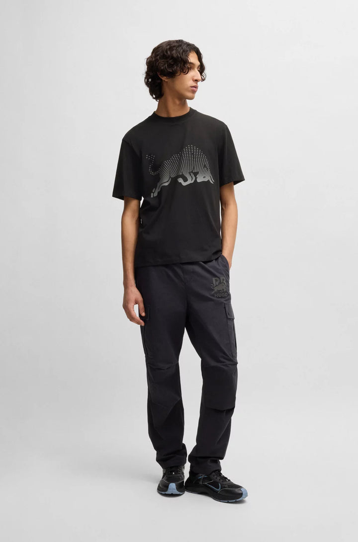 HUGO X RB COTTON-JERSEY T-SHIRT WITH DEGRADÉ BULL GRAPHIC