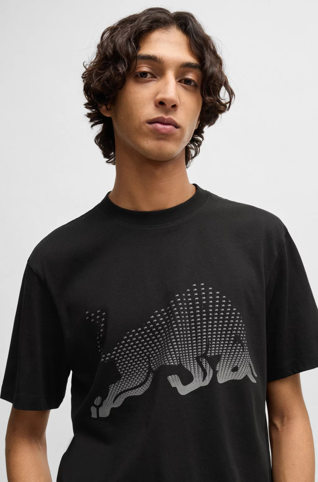 HUGO X RB COTTON-JERSEY T-SHIRT WITH DEGRADÉ BULL GRAPHIC