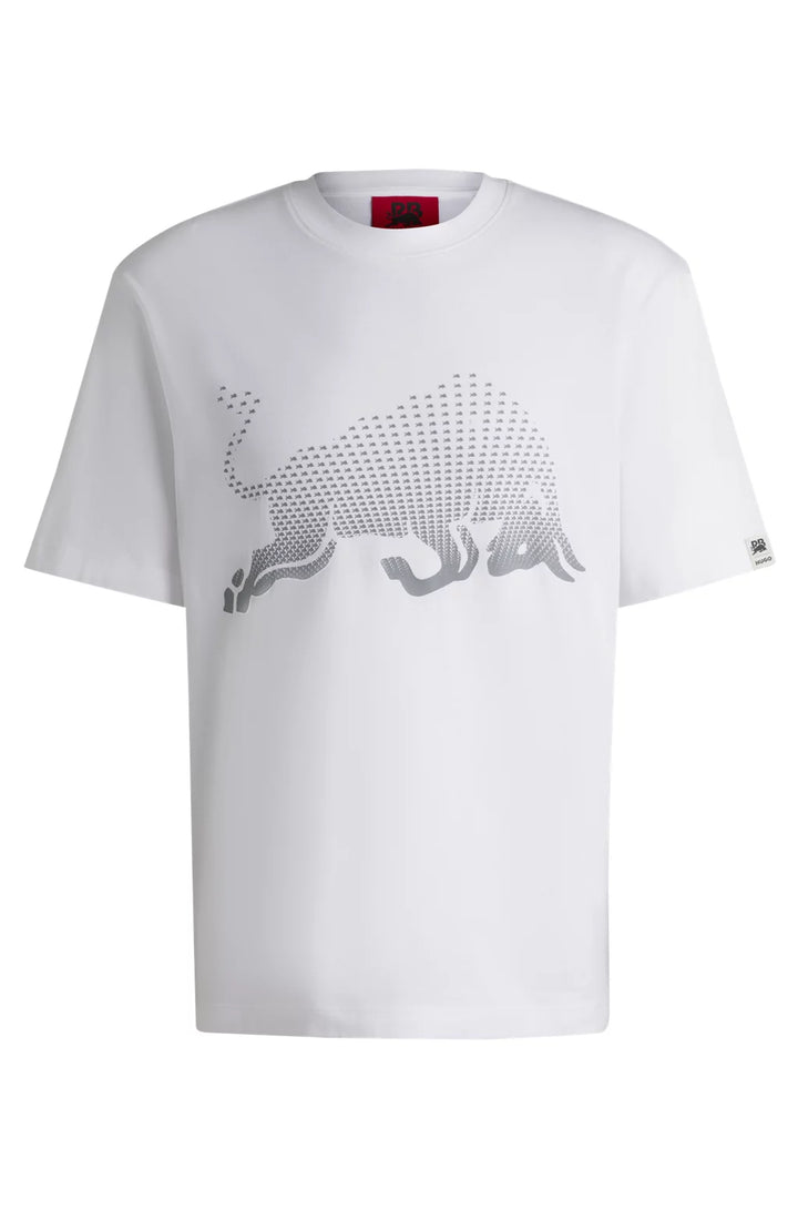 HUGO X RB COTTON-JERSEY T-SHIRT WITH DEGRADÉ BULL GRAPHIC