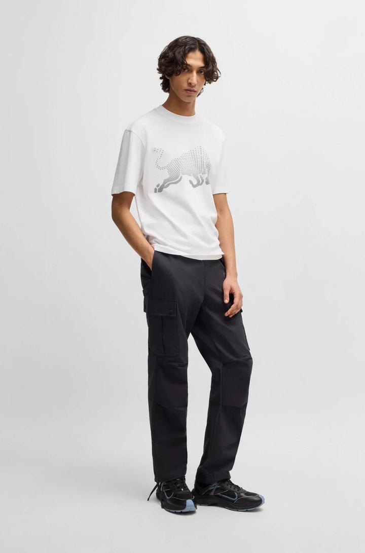 HUGO X RB COTTON-JERSEY T-SHIRT WITH DEGRADÉ BULL GRAPHIC