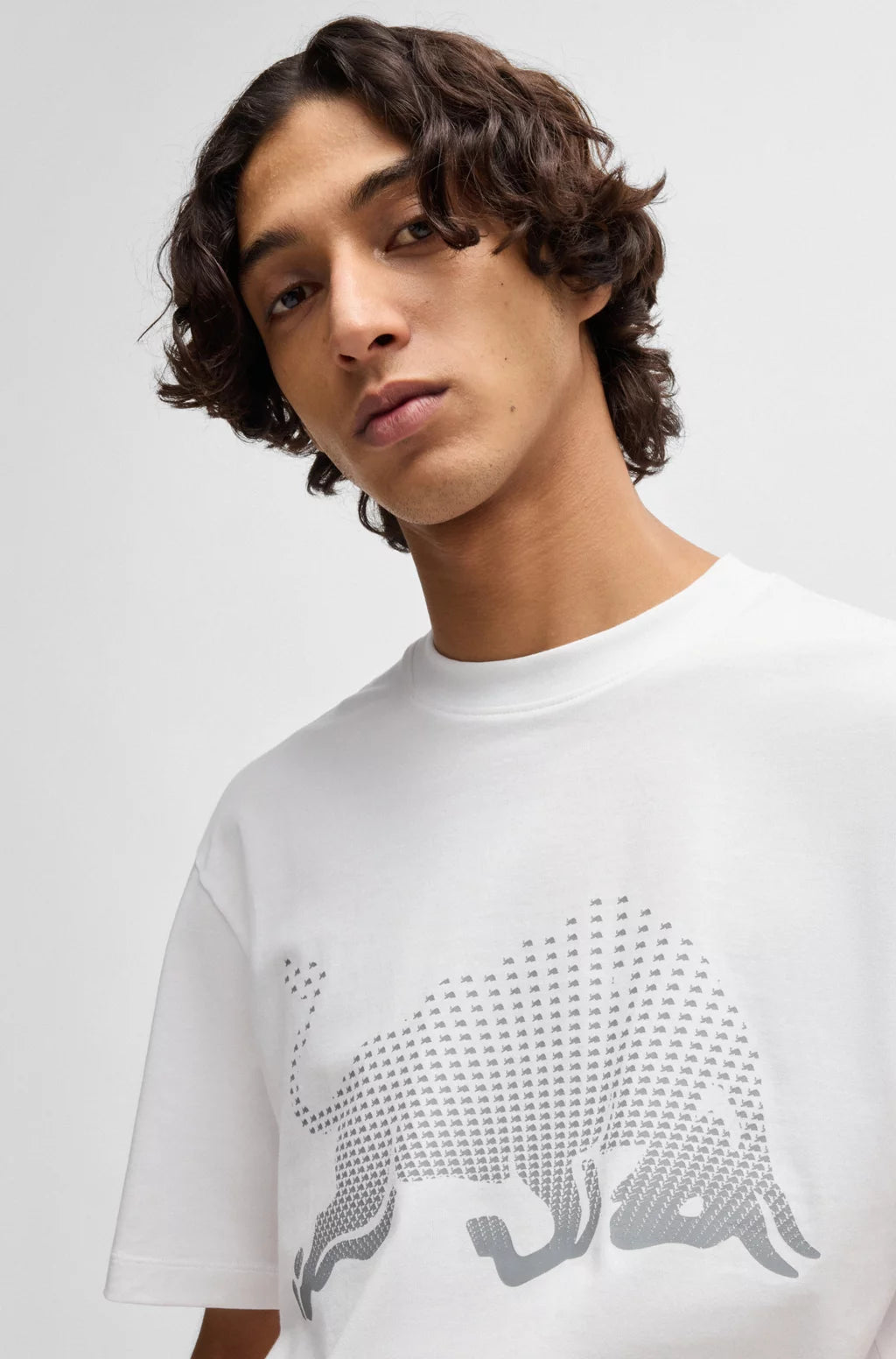 HUGO X RB COTTON-JERSEY T-SHIRT WITH DEGRADÉ BULL GRAPHIC