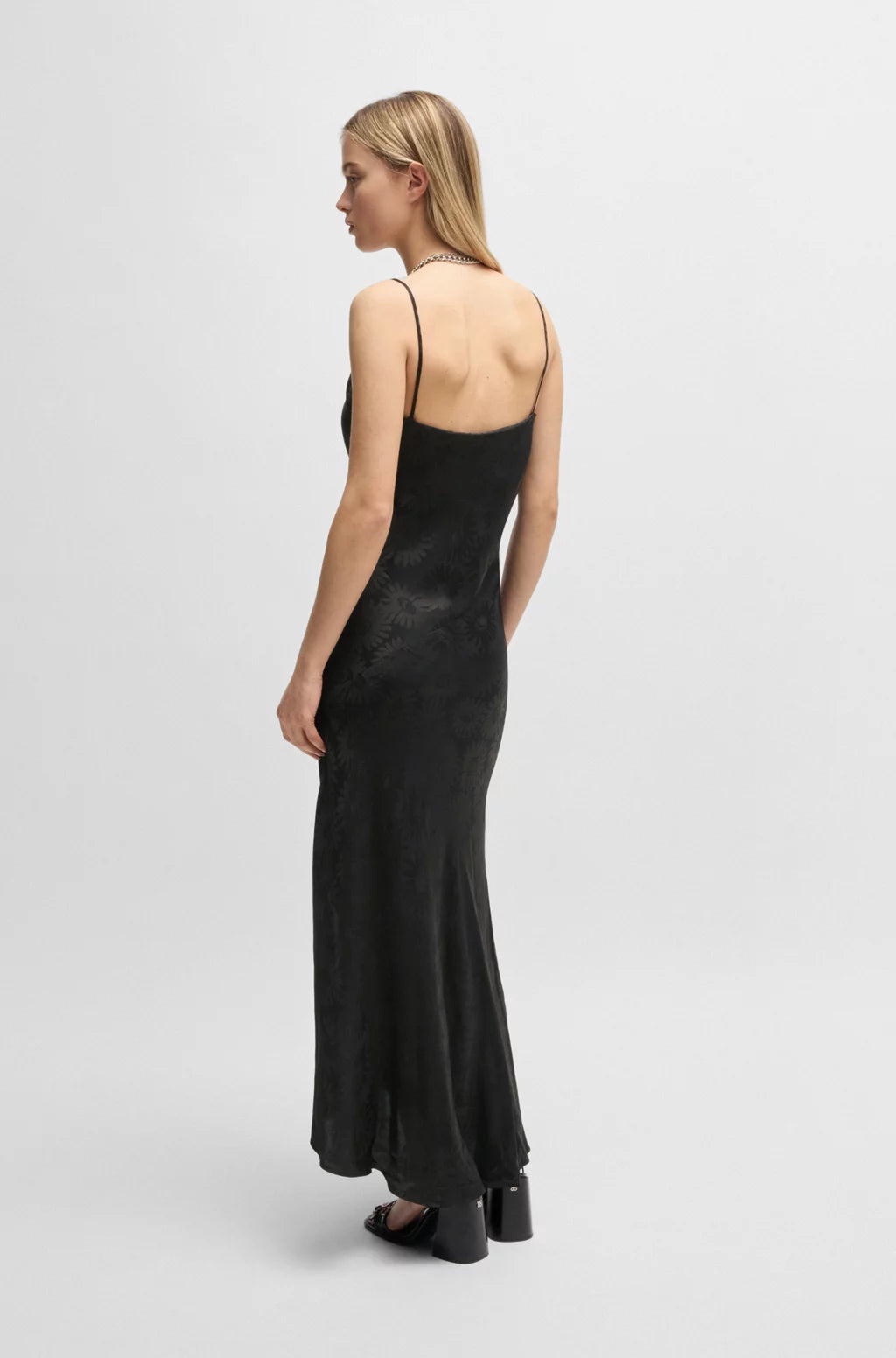 HUGO FLORAL-JACQUARD DRESS WITH ASYMMETRIC HEM