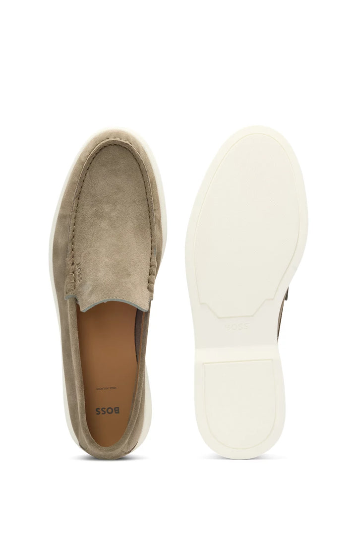 Boss Suede loafers with contrast outsole