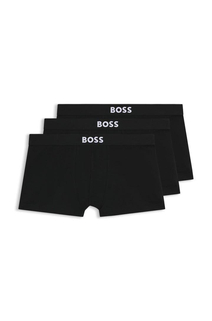Boss Three-pack of stretch-cotton trunks with logo waistbands