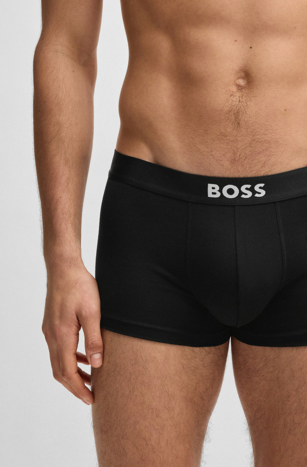 Boss Three-pack of stretch-cotton trunks with logo waistbands