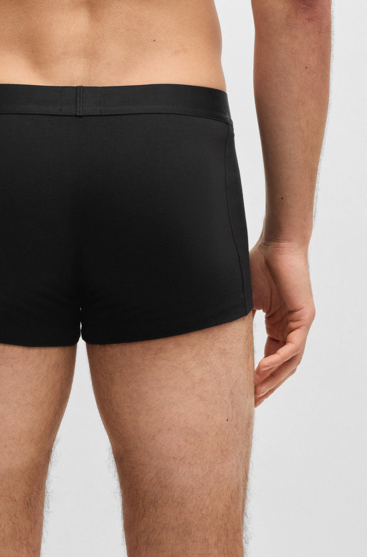 Boss Three-pack of stretch-cotton trunks with logo waistbands