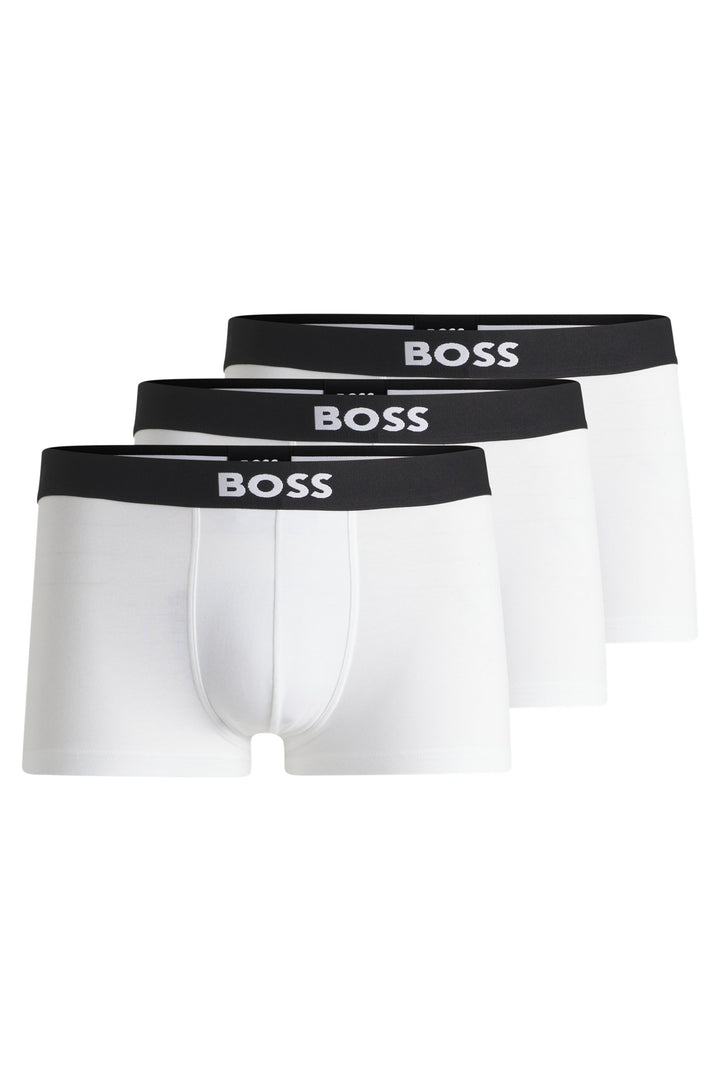 Boss Three-pack of stretch-cotton trunks with logo waistbands