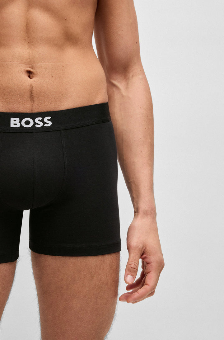 Boss Two-pack of stretch-cotton boxer briefs with logo waistbands