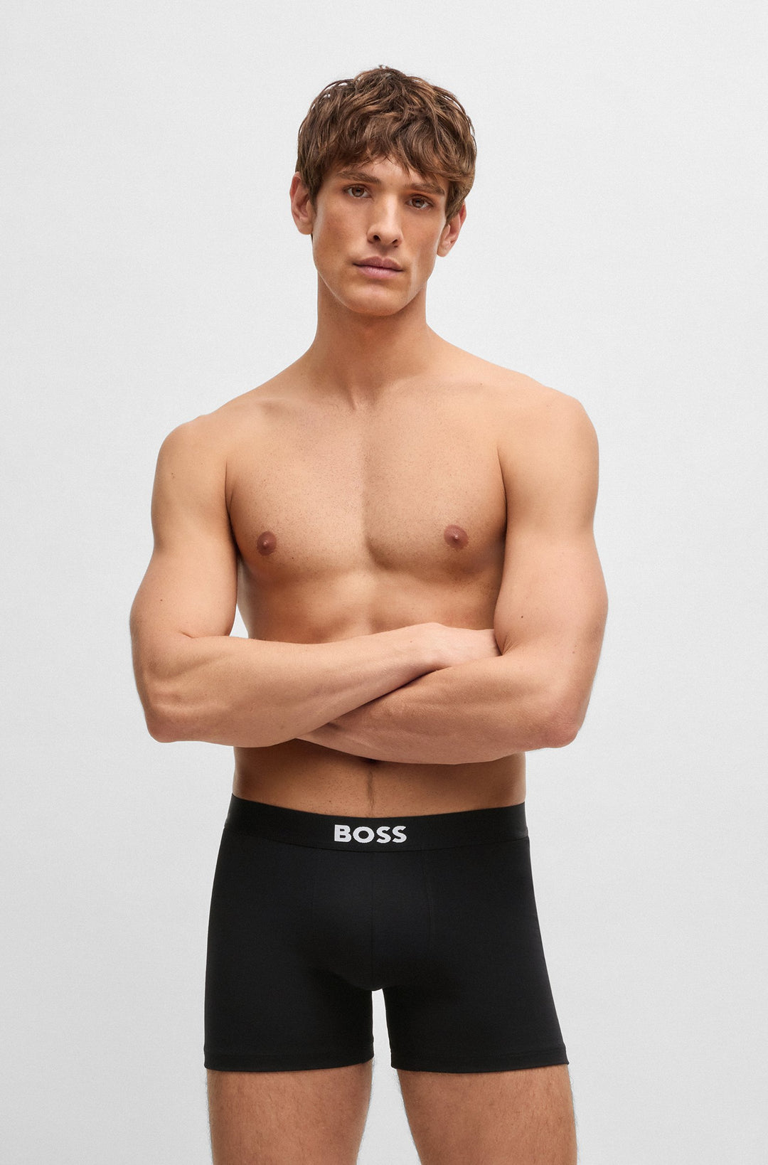 Boss Two-pack of stretch-cotton boxer briefs with logo waistbands