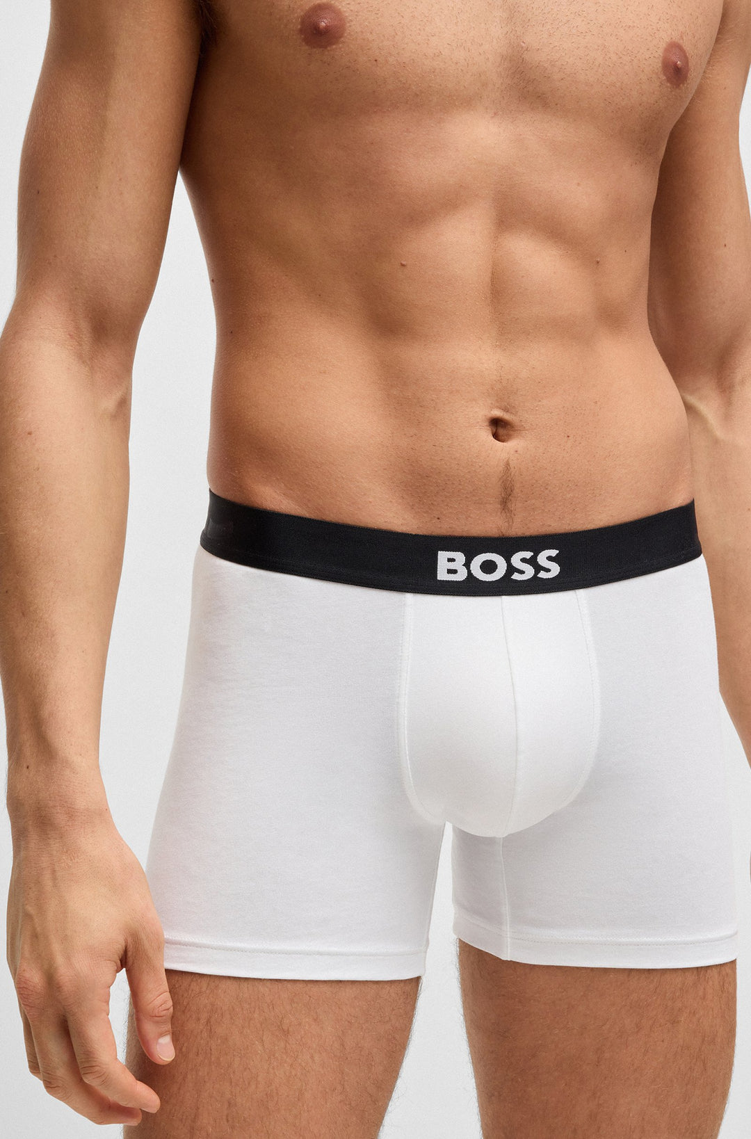 Boss Two-pack of stretch-cotton boxer briefs with logo waistbands
