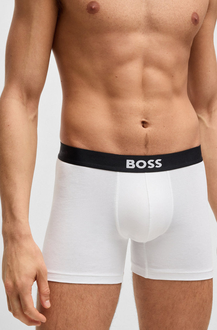 Boss Two-pack of stretch-cotton boxer briefs with logo waistbands