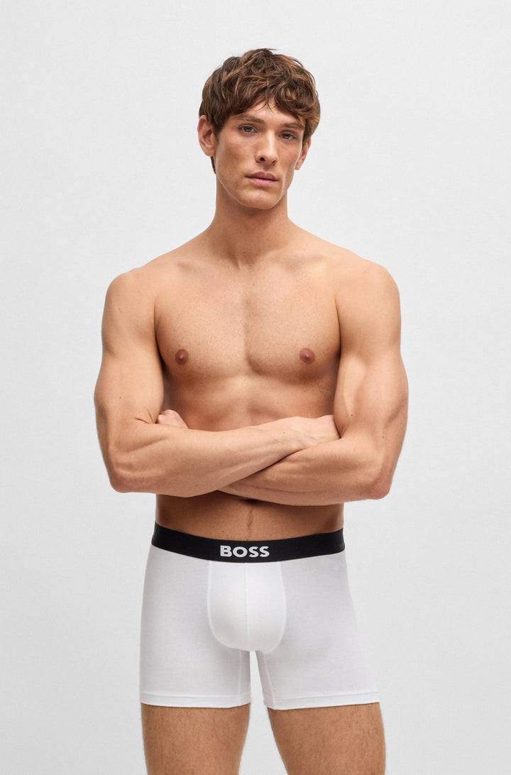 Boss Two-pack of stretch-cotton boxer briefs with logo waistbands