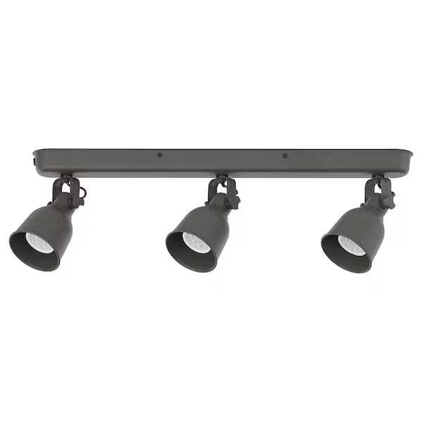 NYMÅNE HEKTAR Ceiling track, 3 spotlights, dark gray