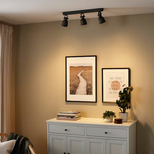 NYMÅNE HEKTAR Ceiling track, 3 spotlights, dark gray