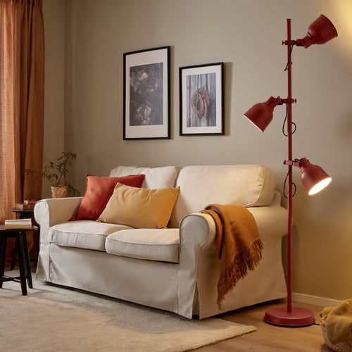 IKEA HEKTAR Floor lamp with 3-spotlights, brown-red