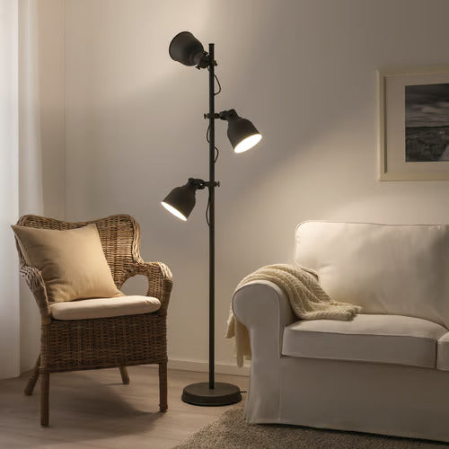 IKEA HEKTAR Floor lamp with 3-spotlights, dark gray