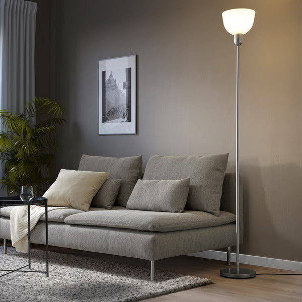 IKEA HEKTOGRAM Floor uplighter, silver color/white