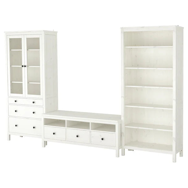 IKEA HEMNES TV storage combination, white stain/clear glass, 128 3/8x77 1/2 "