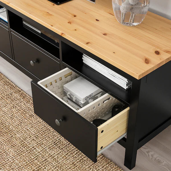 IKEA HEMNES TV unit, black-brown/light brown, 58 1/4x18 1/2x22 1/2 "