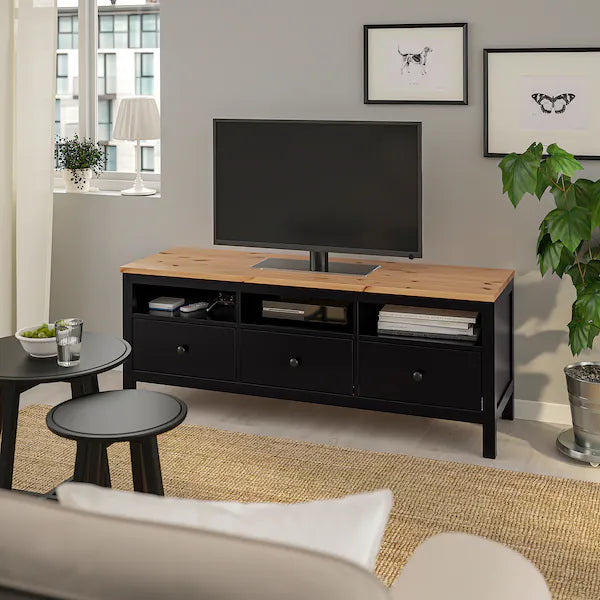 IKEA HEMNES TV unit, black-brown/light brown, 58 1/4x18 1/2x22 1/2 "