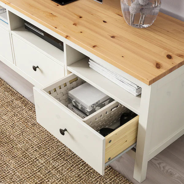 IKEA HEMNES TV unit, white stain/light brown, 58 1/4x18 1/2x22 1/2 "