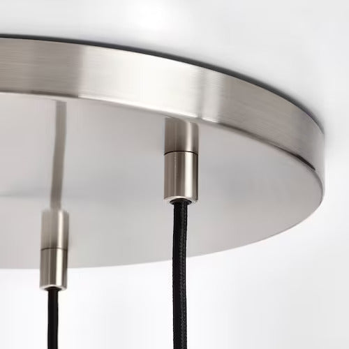 IKEA HÖGVIND Pendant lamp with 3 lamps, nickel plated/gray glass, 16 "