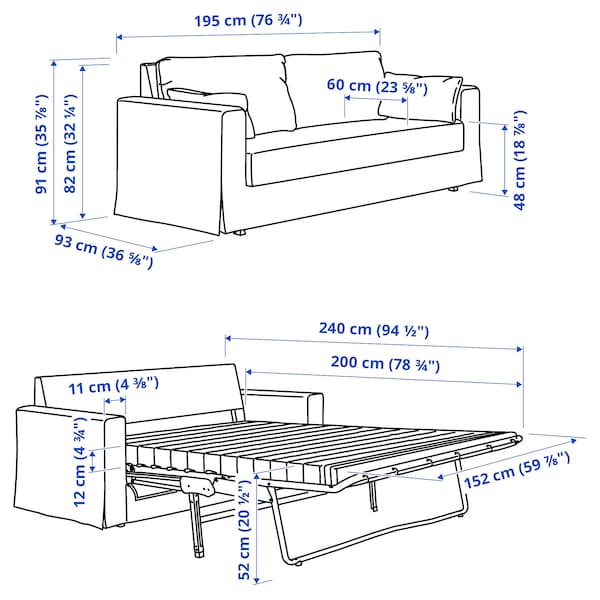 IKEA HYLTARP Sleeper sofa, Gransel gray