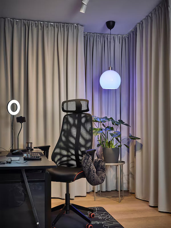 IKEA JÄRPLIDEN Pendant lamp, white glass/nickel plated, 12 "