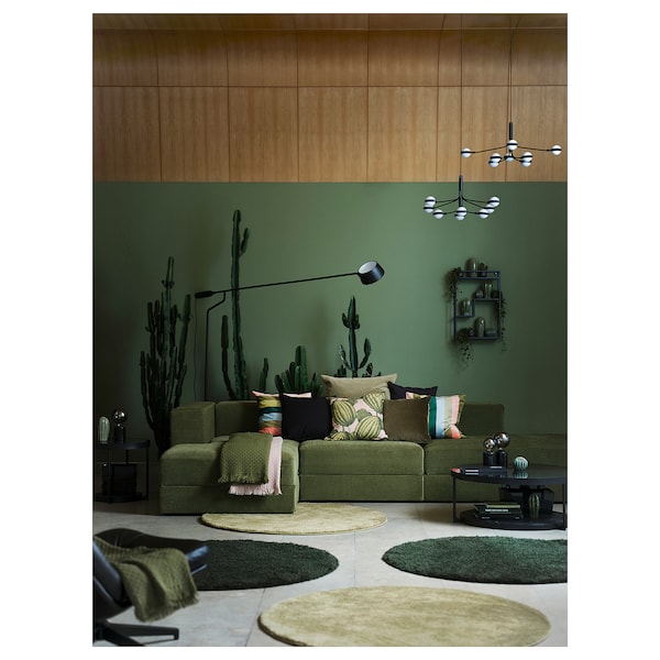IKEA JÄTTEBO 3.5-seat mod sofa w chaise, Samsala dark yellow-green