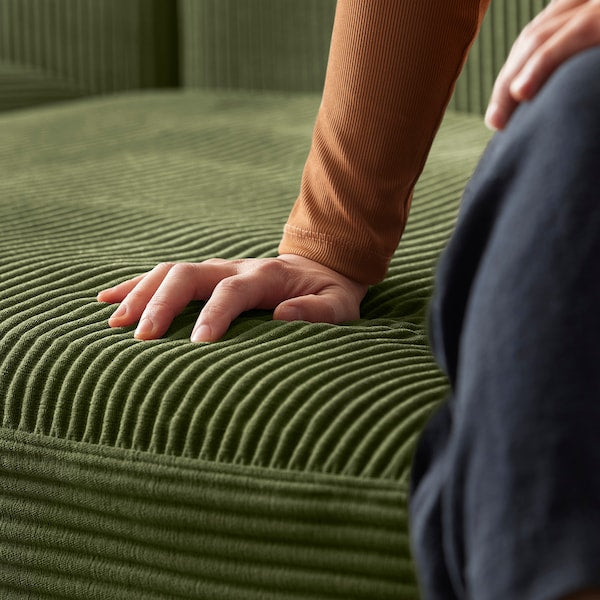 IKEA JÄTTEBO Sectional, 6-seat, with chaise, right with headrests/Samsala dark yellow-green