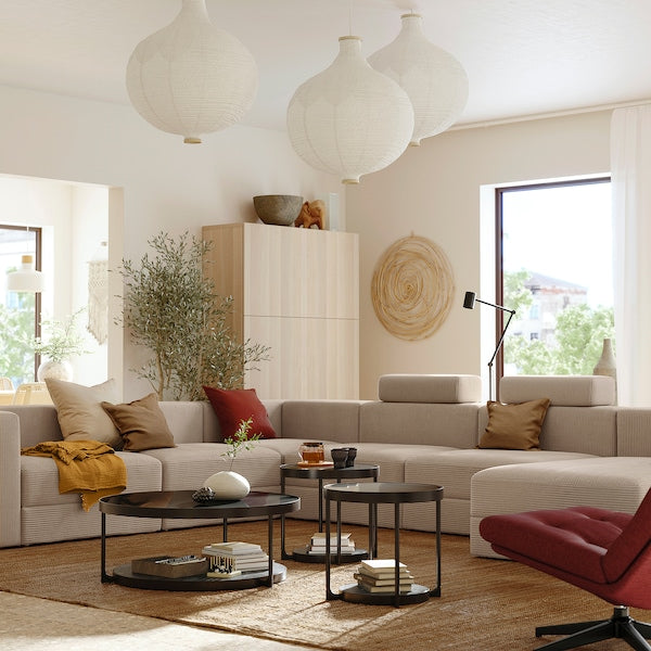 IKEA JÄTTEBO Sectional, 6-seat, with chaise, right with headrests/Samsala gray-beige