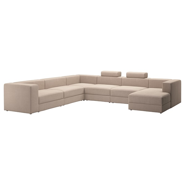 IKEA JÄTTEBO Sectional, 6-seat, with chaise, right with headrests/Samsala gray-beige