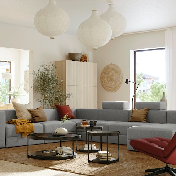 IKEA JÄTTEBO Sectional, 6-seat, with chaise, right with headrests/Tonerud gray