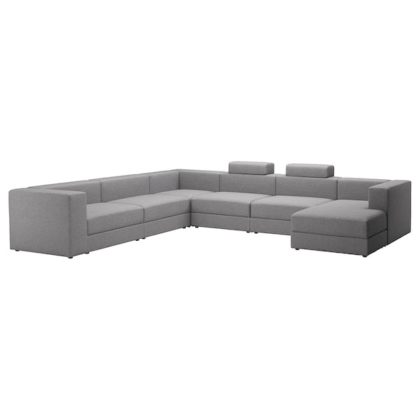 IKEA JÄTTEBO Sectional, 6-seat, with chaise, right with headrests/Tonerud gray