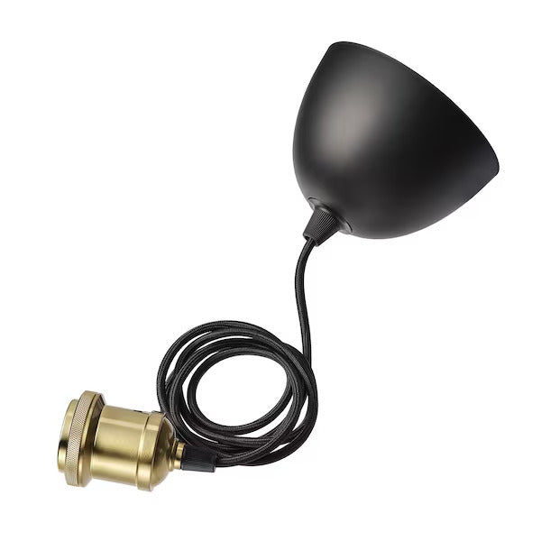 IKEA JAKOBSBYN / JÄLLBY Pendant lamp, smoked glass/brass plated