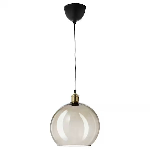 IKEA JAKOBSBYN / JÄLLBY Pendant lamp, smoked glass/brass plated