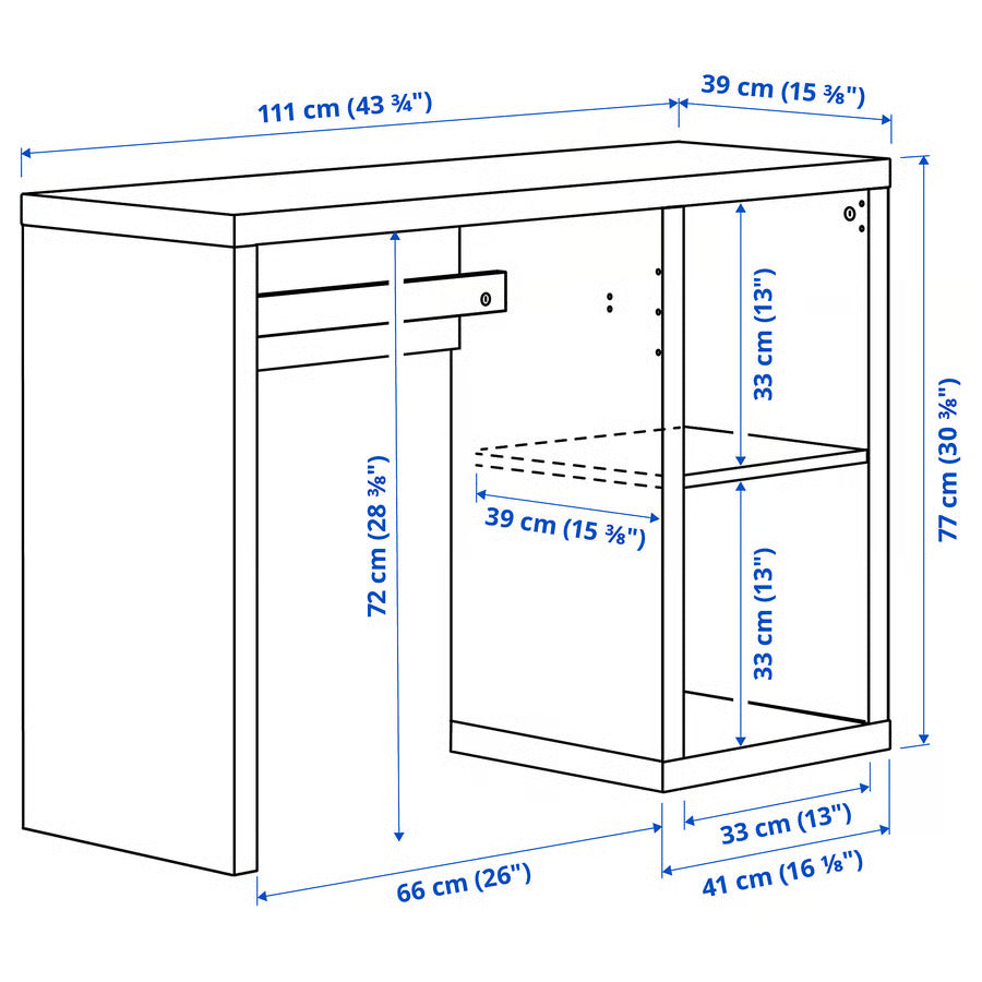 IKEA KALLAX Desk, black-brown, 43 3/4x15 3/8 "