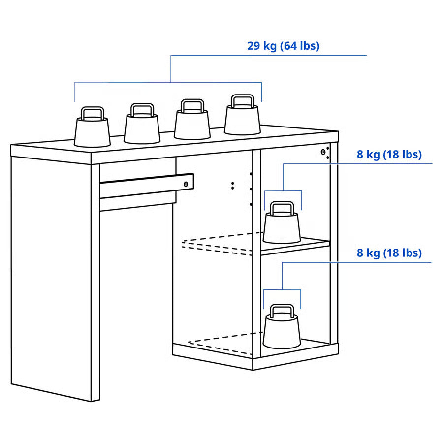 IKEA KALLAX Desk, black-brown, 43 3/4x15 3/8 "
