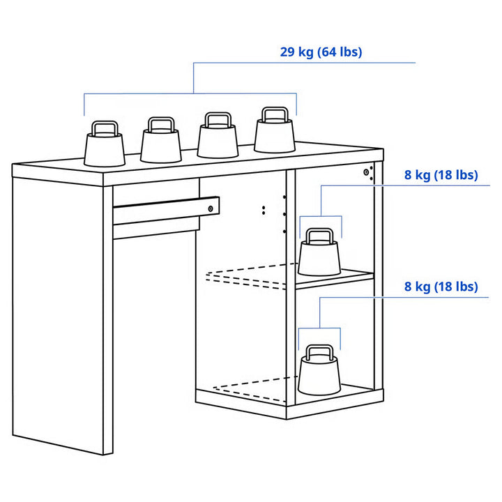 IKEA KALLAX Desk, black-brown, 43 3/4x15 3/8 "
