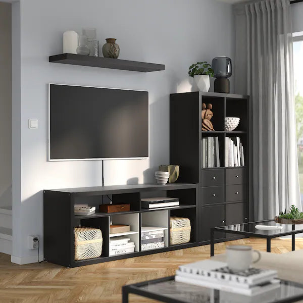 IKEA KALLAX / LACK TV storage combination, black-brown, 88 1/4x15 3/8x57 7/8 "