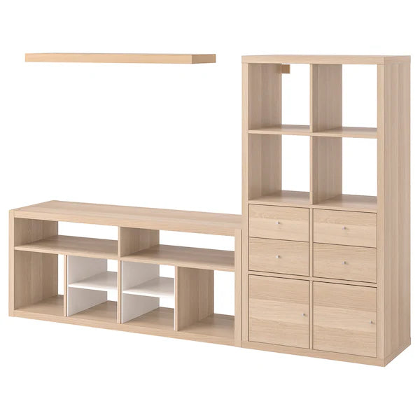 IKEA KALLAX / LACK TV storage combination, white stained oak effect, 88 1/4x15 3/8x57 7/8 "