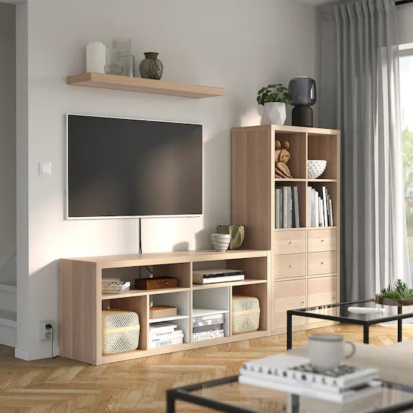 IKEA KALLAX / LACK TV storage combination, white stained oak effect, 88 1/4x15 3/8x57 7/8 "