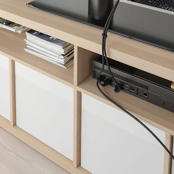 IKEA KALLAX TV unit, white stained oak effect, 57 3/4x23 1/2 "