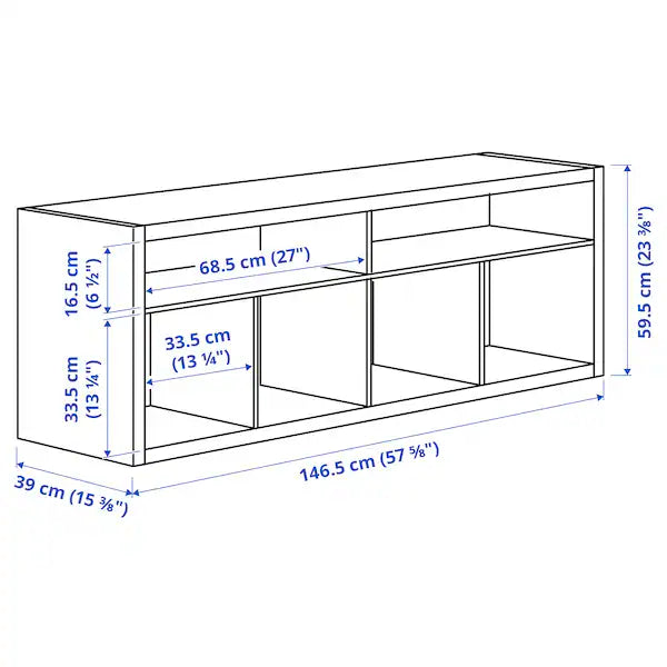 IKEA KALLAX TV unit, white, 57 3/4x23 1/2 "